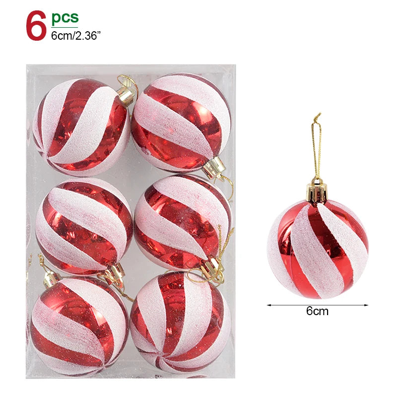 Clear Snow Christmas Ball Ornaments - 6 Pack, 6 cm