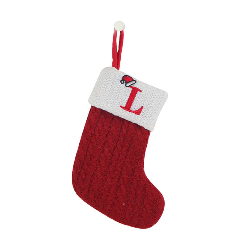 Christmas Socks Knitting Snowflake Letter Stocking
