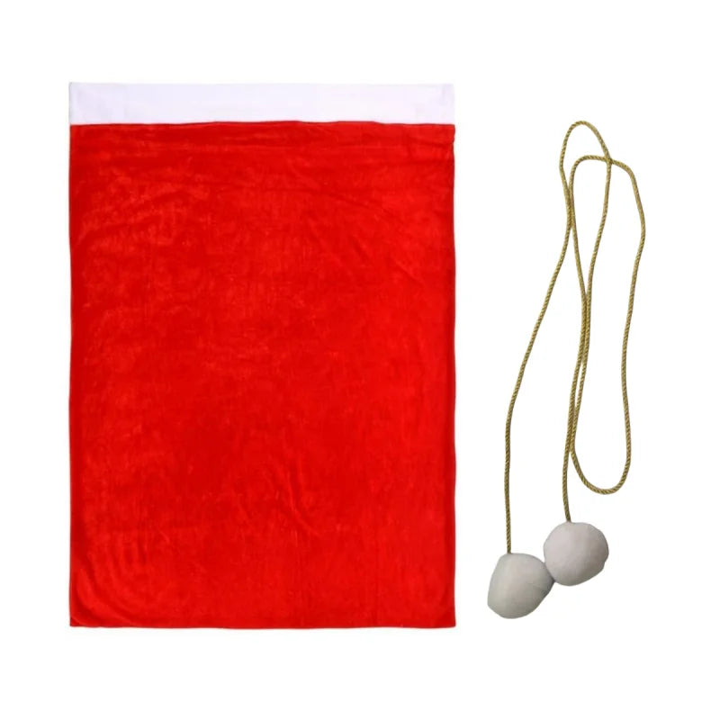 Large Red Velvet Christmas Gift Sack with White Pompom
