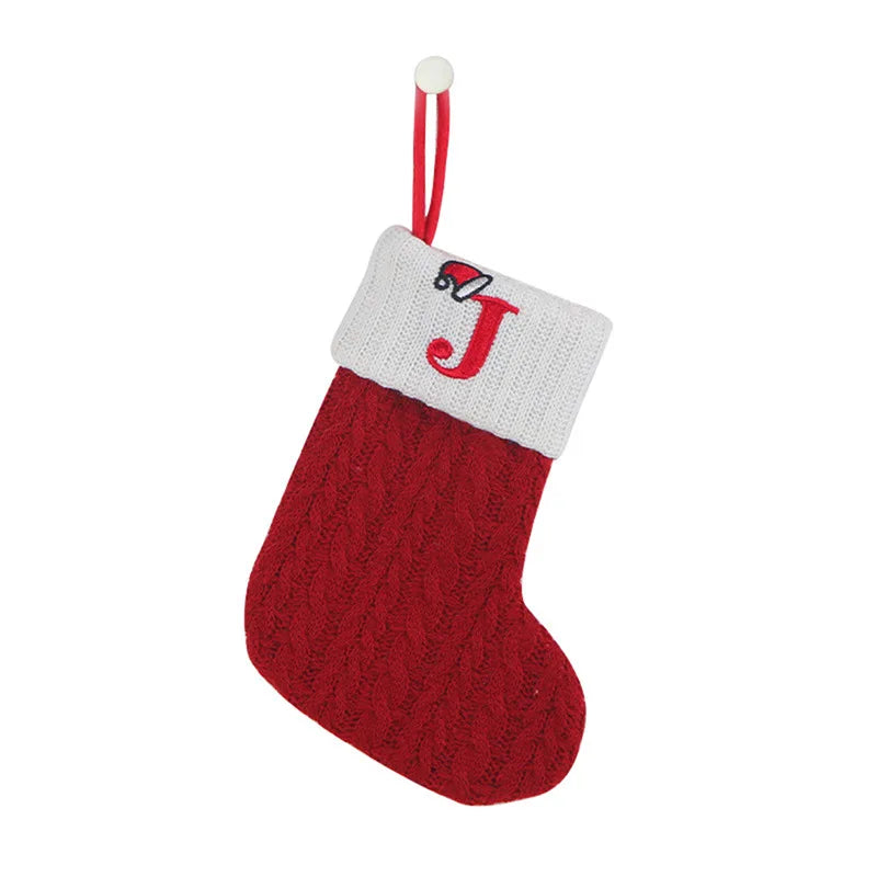 Christmas Socks Knitting Snowflake Letter Stocking