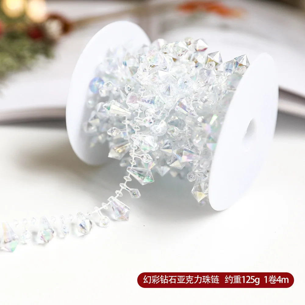 Pearl Bead Chain Garland for Christmas Tree - 10 m Roll