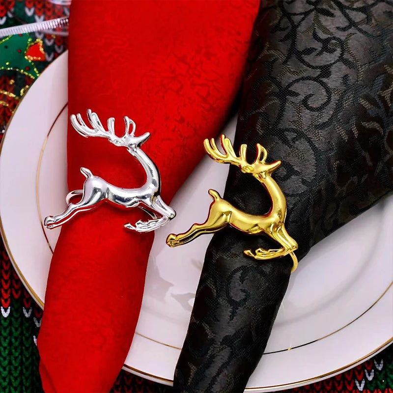 Elk Napkin Rings in Gold or Silver - Set of 6