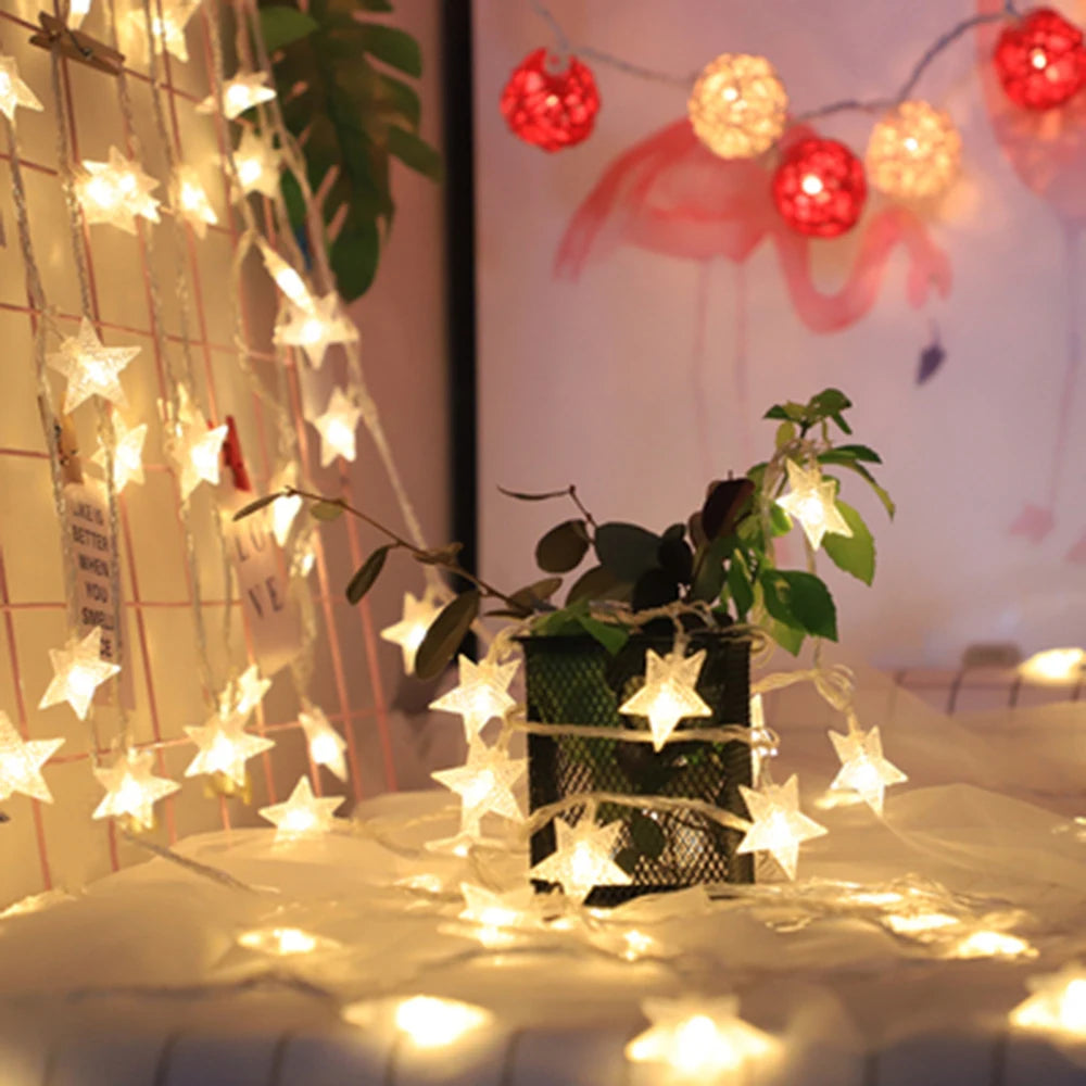 LED Star String Lights - 10 m, 80 LEDs, Battery or USB