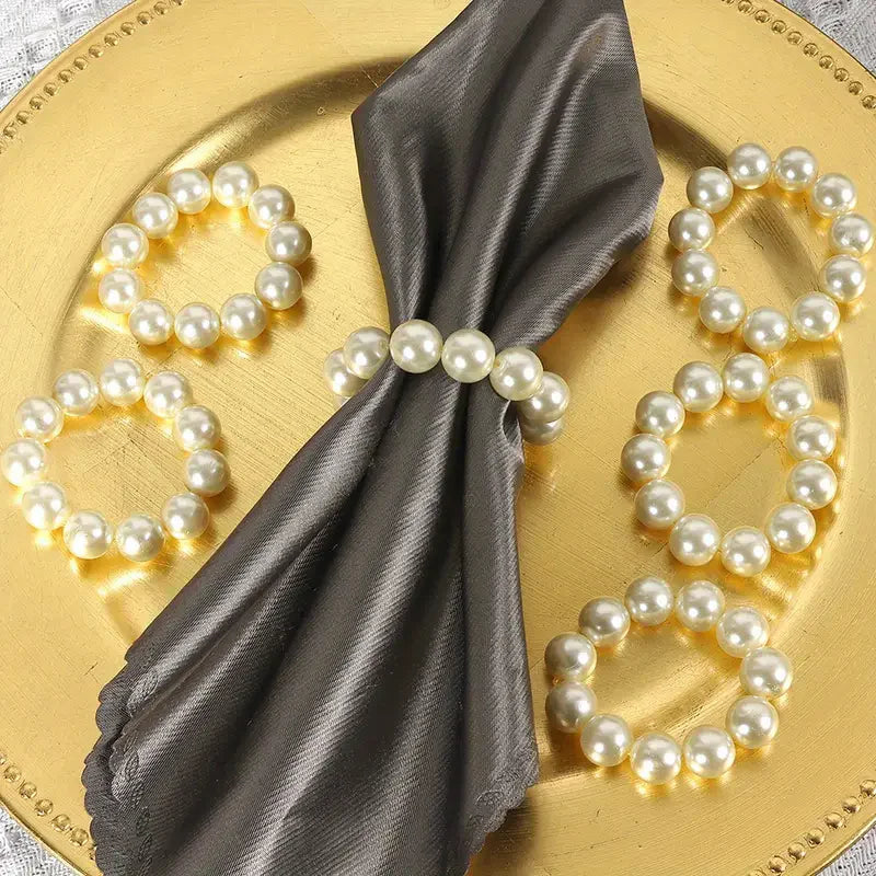 Set of 12 Handmade Imitation Pearl Napkin Rings