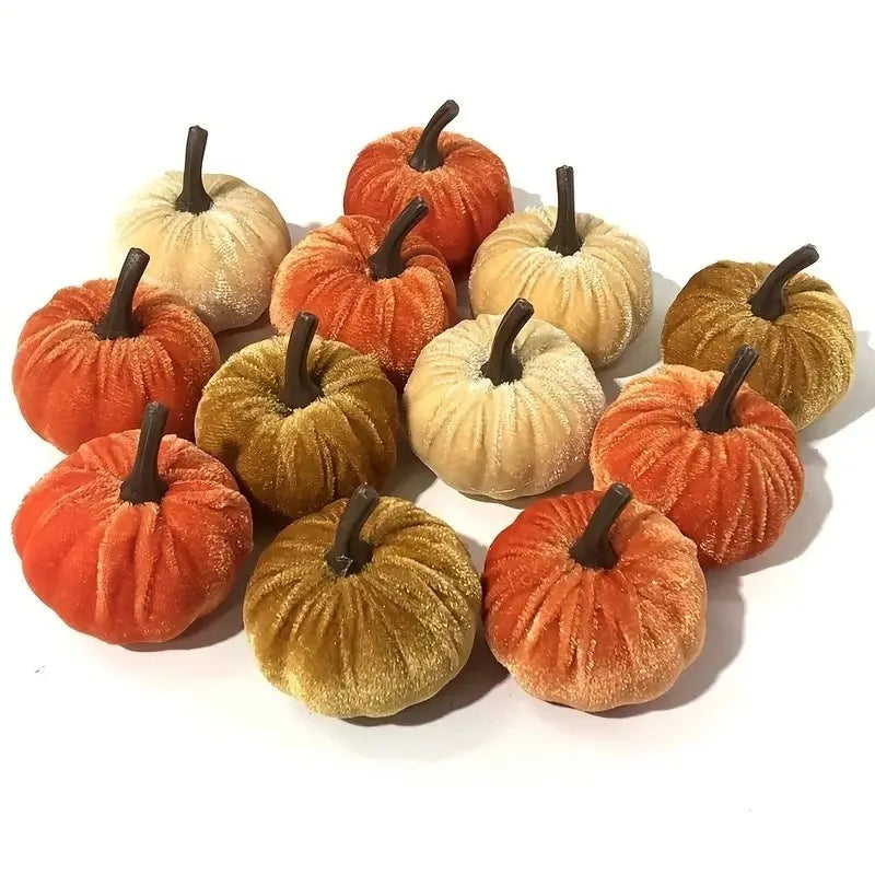 10pcs Velvet Artificial Pumpkin Decoration