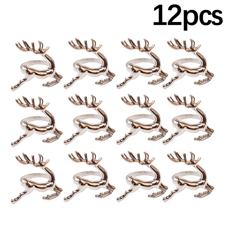 Elk Napkin Rings in Gold or Silver - Set of 6