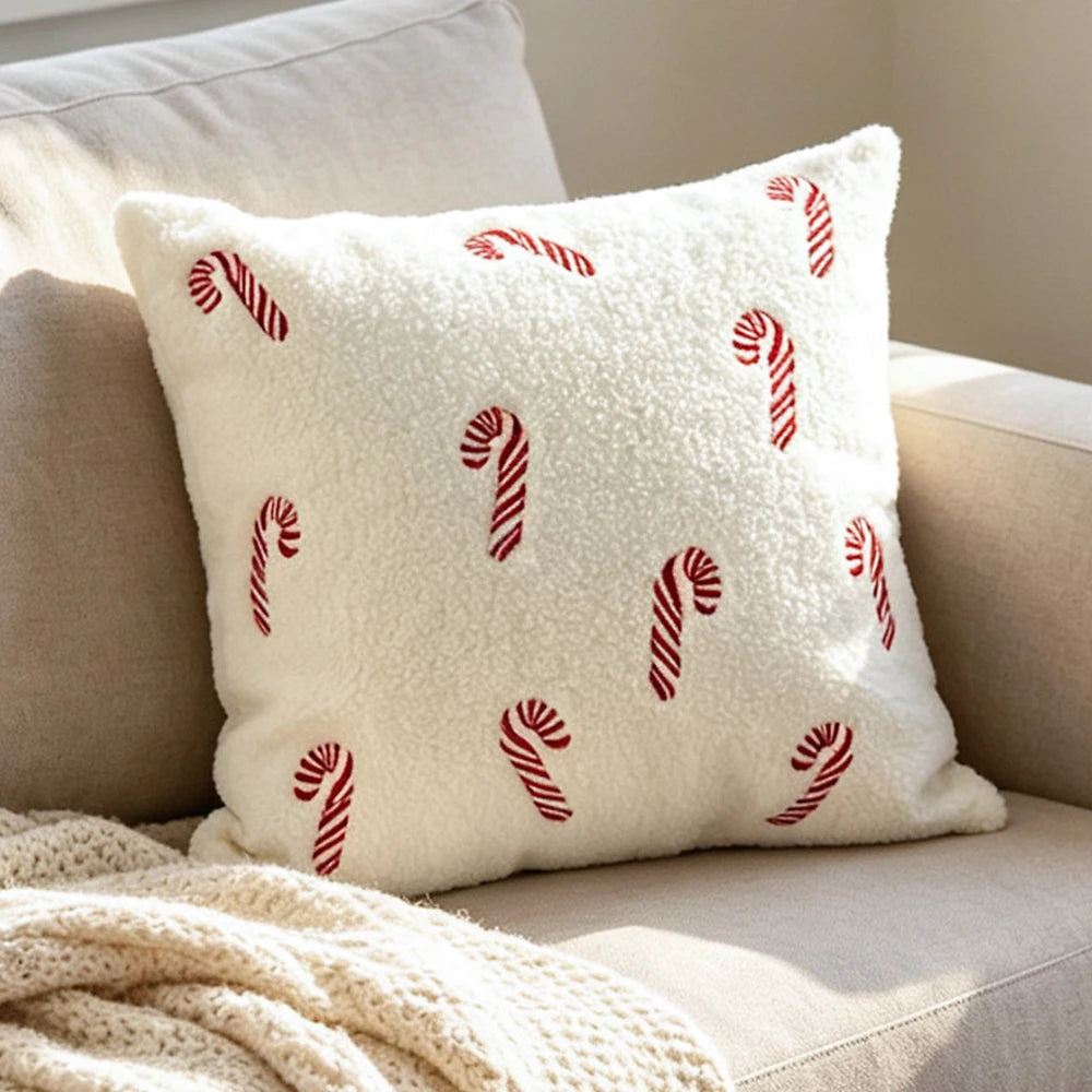 Embroidered Merry Christmas Throw Pillow Case Cover