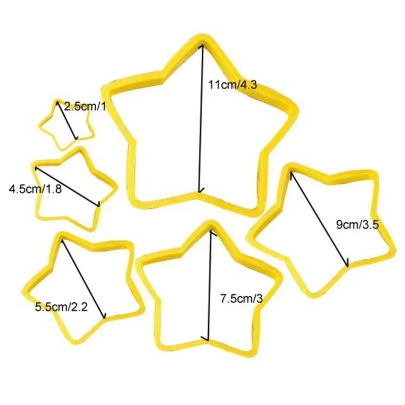 3D Star Christmas Tree Cookie Cutter Set - 6 Pieces