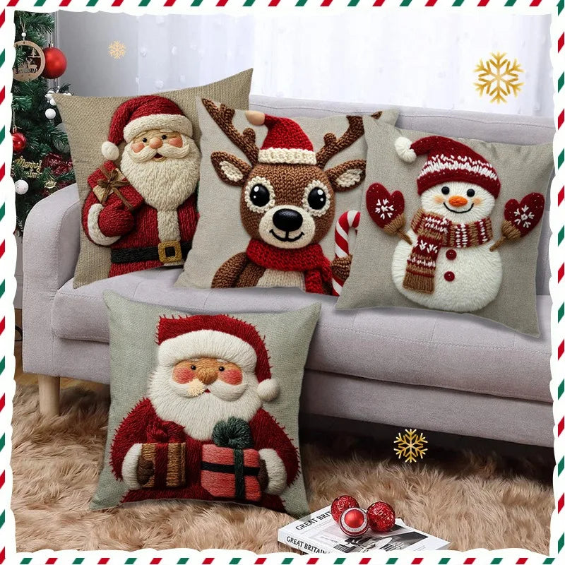 Christmas Pillowcase - 45cm Grey Red Design
