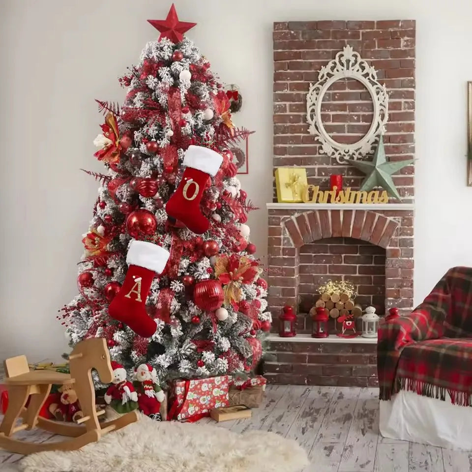 Alphabet Christmas Stocking Gift Bag - Red