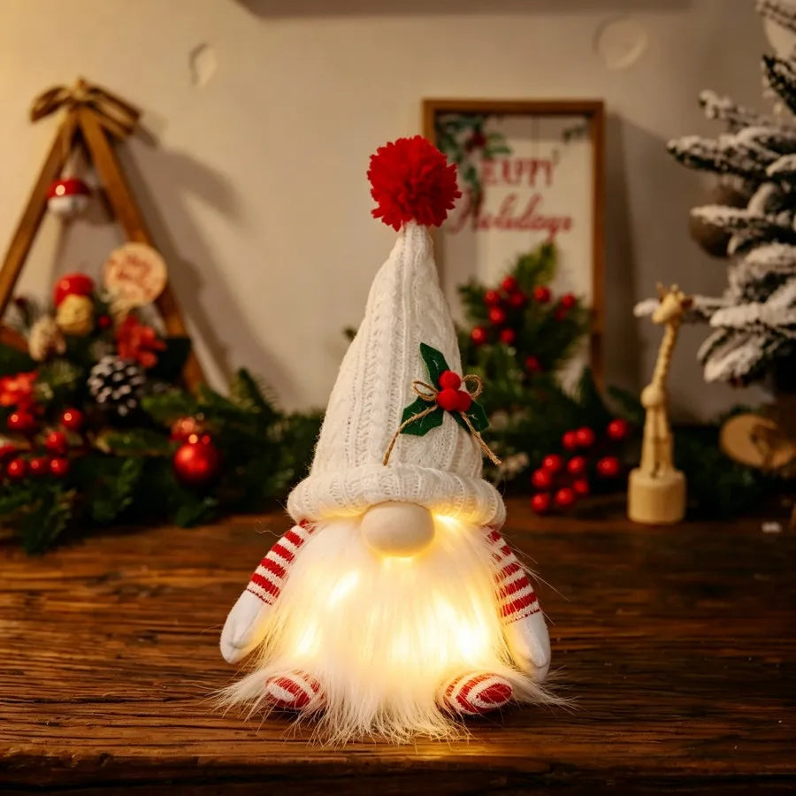 Glowing Knitted Gnome Doll with LED Night Light