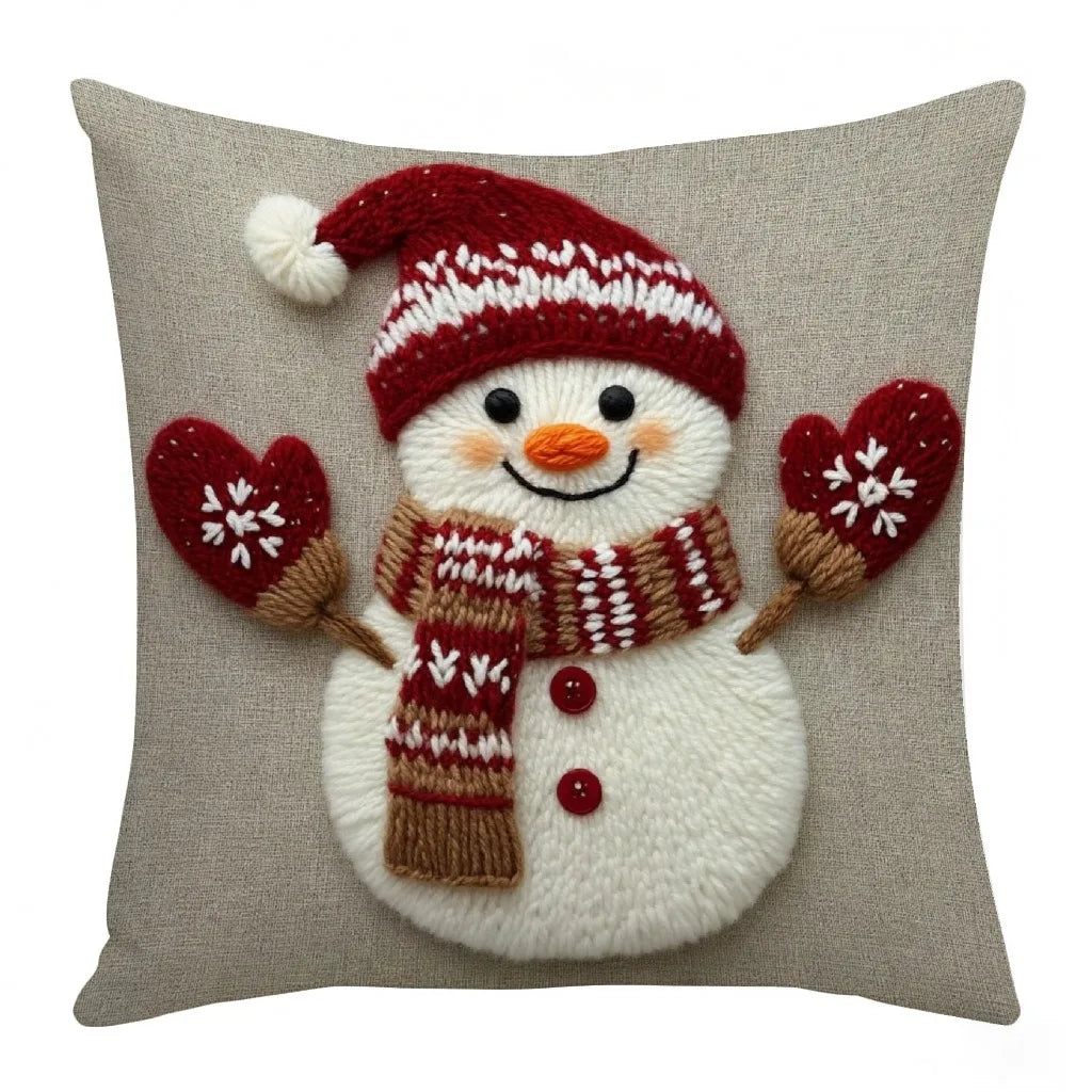 Christmas Pillowcase - 45cm Grey Red Design