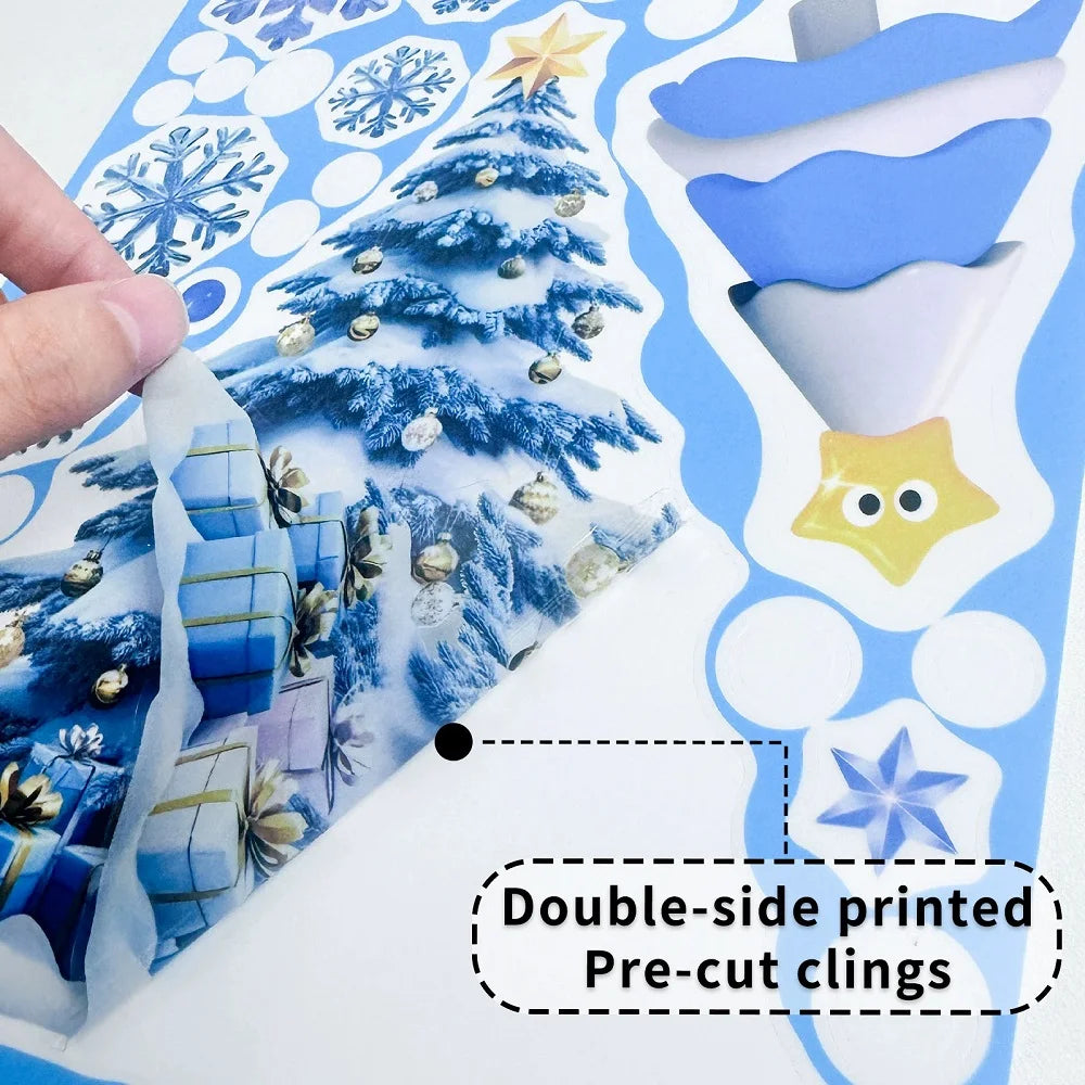 Christmas Decoration Stickers - Blue Elk, Snowman, Santa