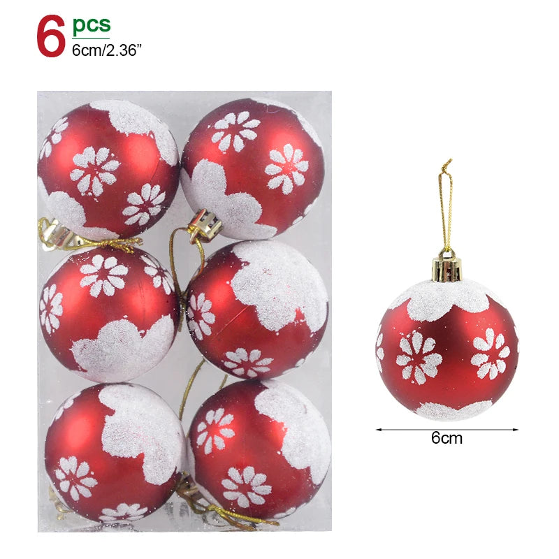 Clear Snow Christmas Ball Ornaments - 6 Pack, 6 cm