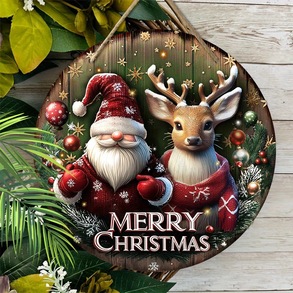 Wooden Christmas Wreath Sign for Home
