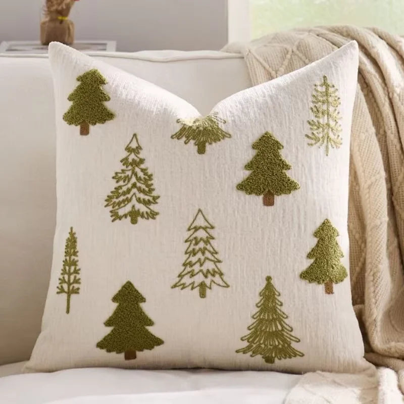 Embroidered Merry Christmas Throw Pillow Case Cover