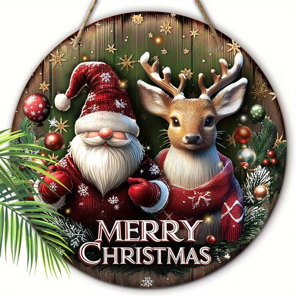 Wooden Christmas Wreath Sign for Home