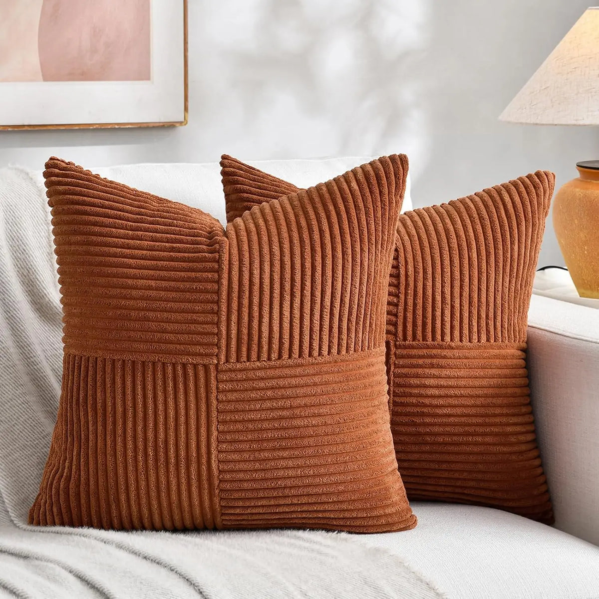 Rust Boho Decorative Throw Pillow Covers 18x18 Inch