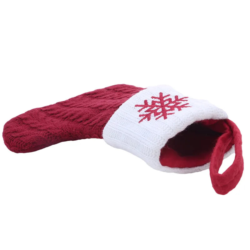 Christmas Socks Knitting Snowflake Letter Stocking
