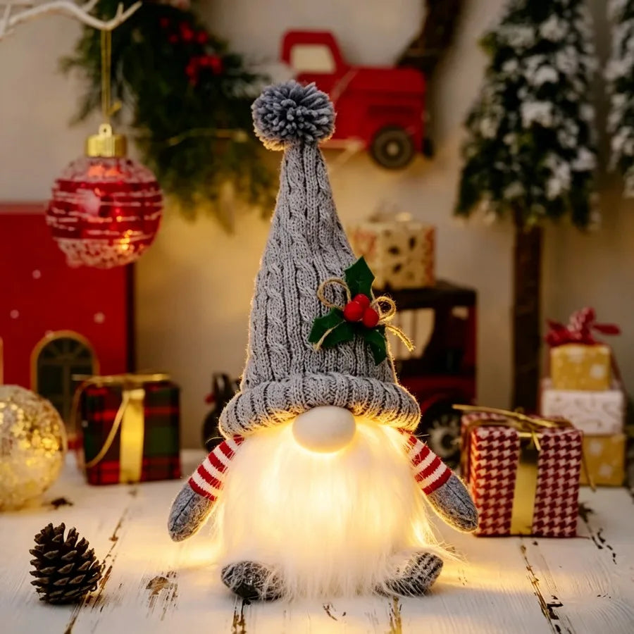 Glowing Knitted Gnome Doll with LED Night Light