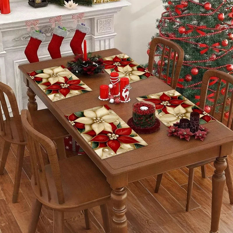 Linen Christmas Tree Placemats - Set of 4