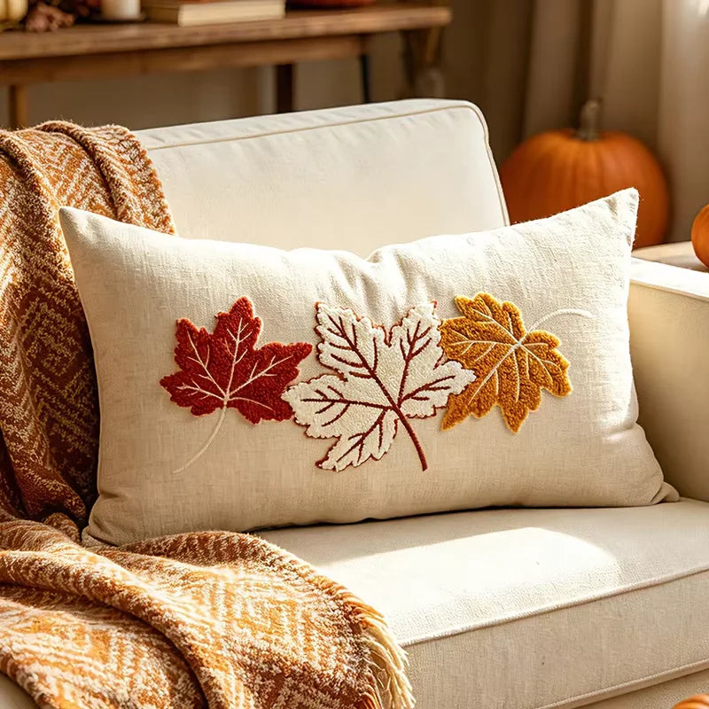 Pumpkin Tufted Velvet Throw Pillow Cover - Autumn Design
