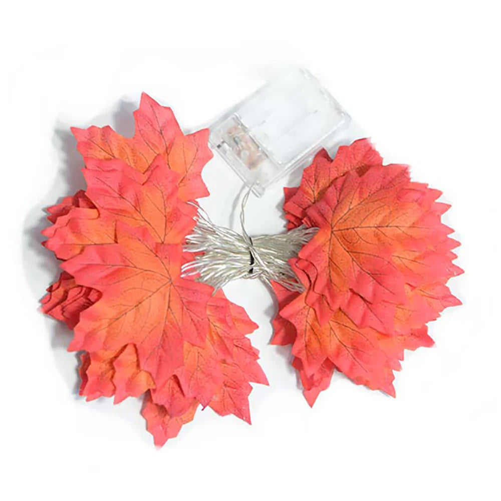 Halloween LED Lights String with Artificial Maple Leaves