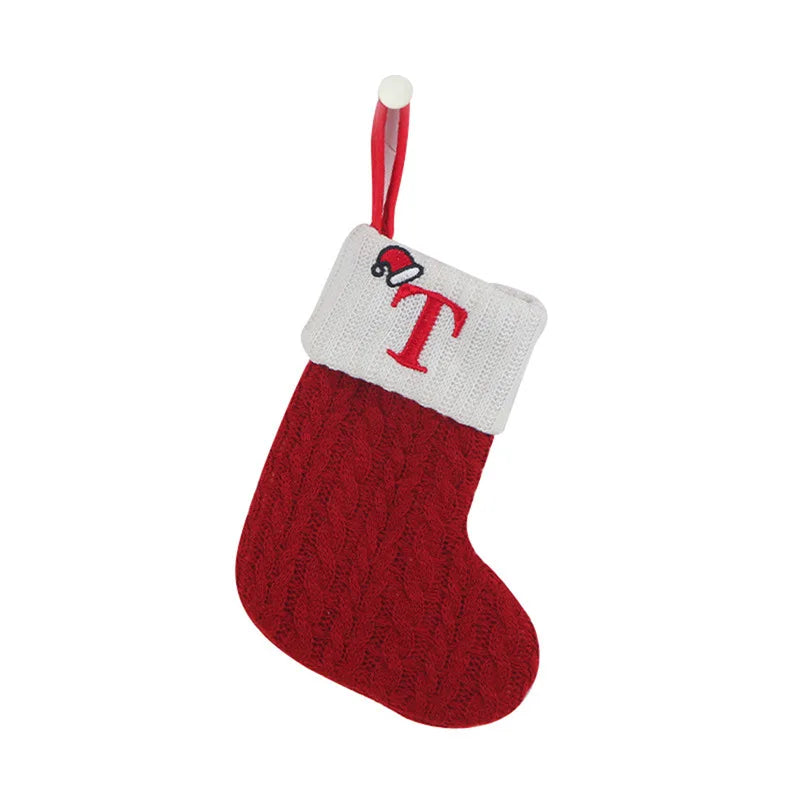 Christmas Socks Knitting Snowflake Letter Stocking