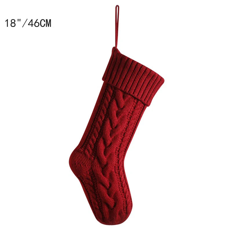 Large Cable Knit Christmas Stocking for Kids