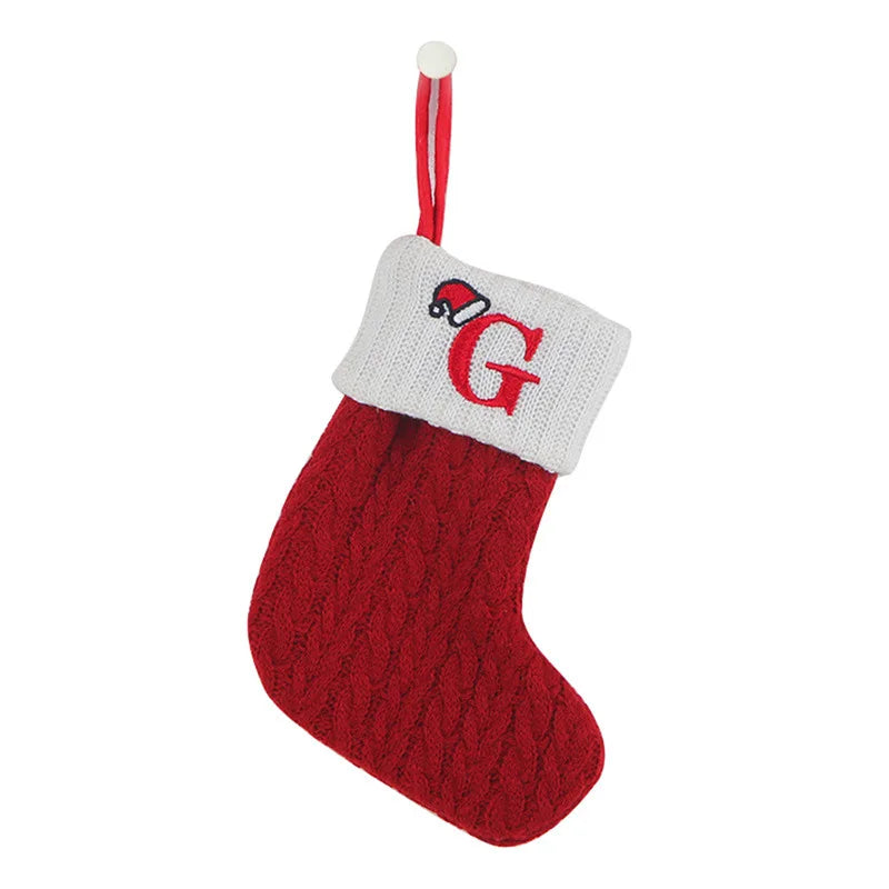 Christmas Socks Knitting Snowflake Letter Stocking