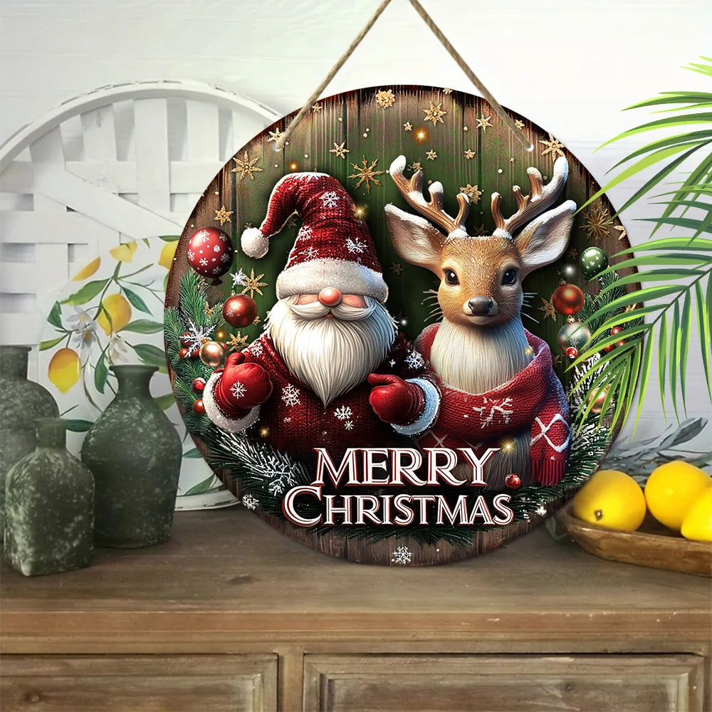 Wooden Christmas Wreath Sign for Home