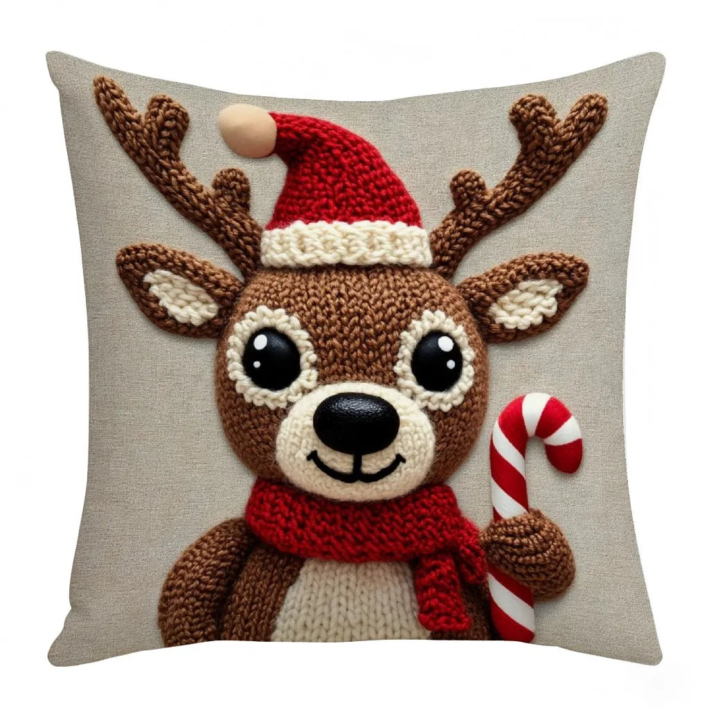 Christmas Pillowcase - 45cm Grey Red Design