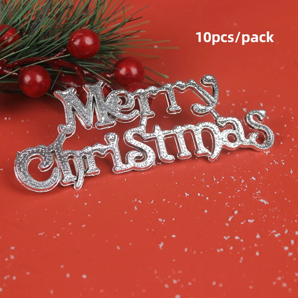 10pcs Plastic Merry Christmas Pendant Signs