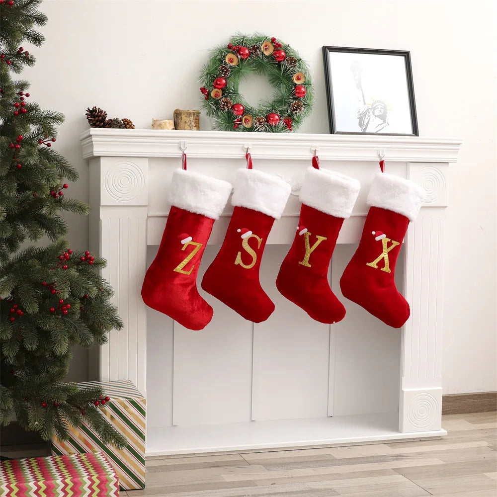Alphabet Christmas Stocking Gift Bag - Red