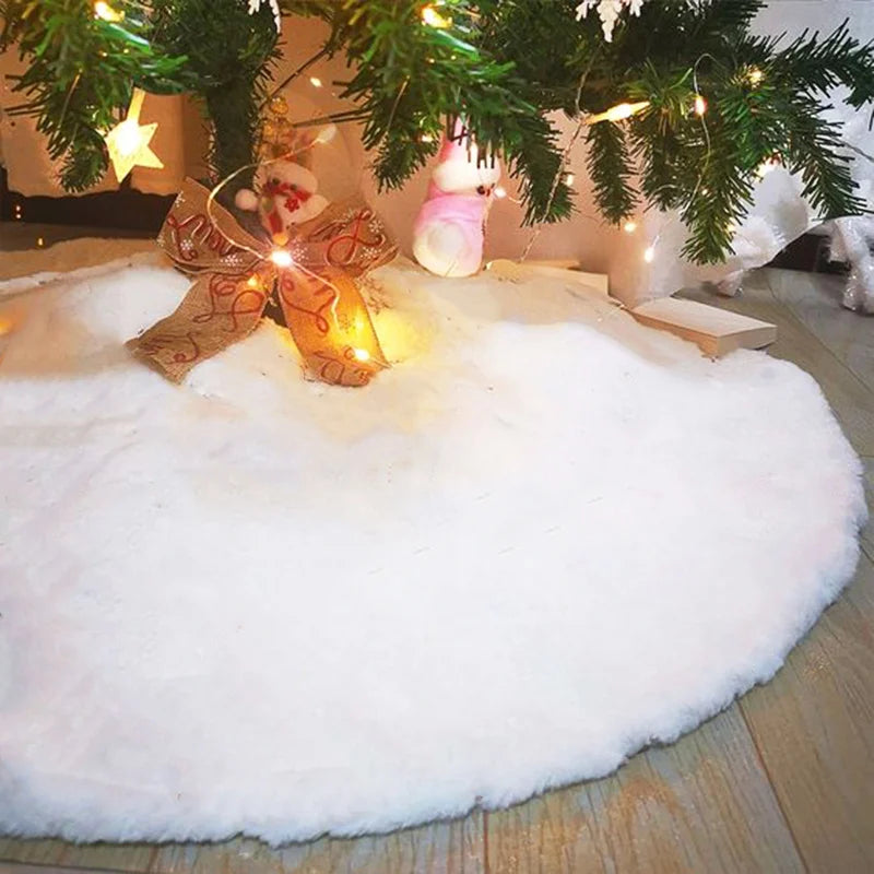 White Christmas Tree Skirt Plush Faux Fur