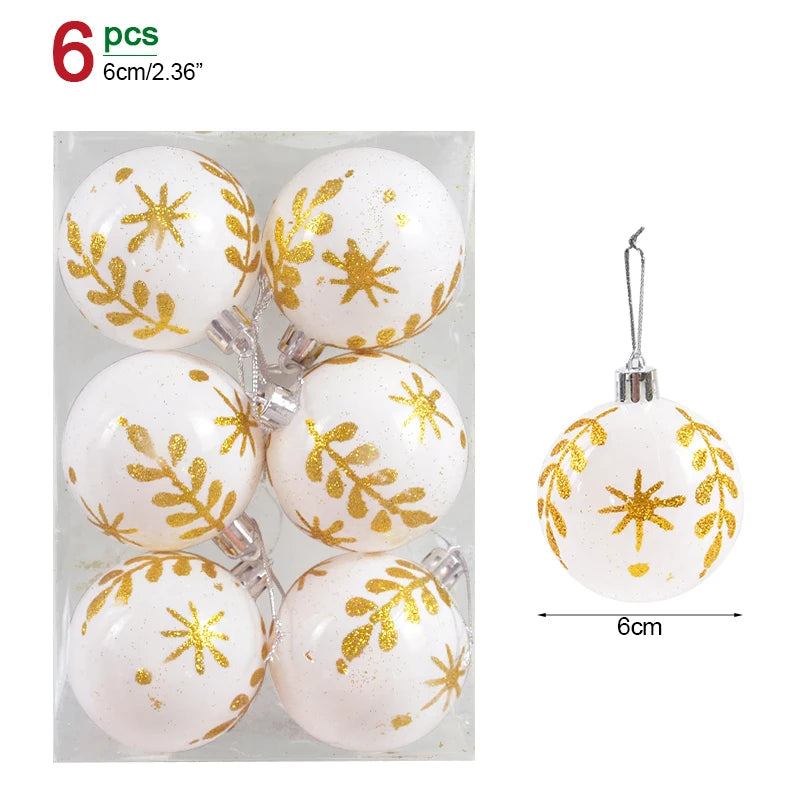 Clear Snow Christmas Ball Ornaments - 6 Pack, 6 cm