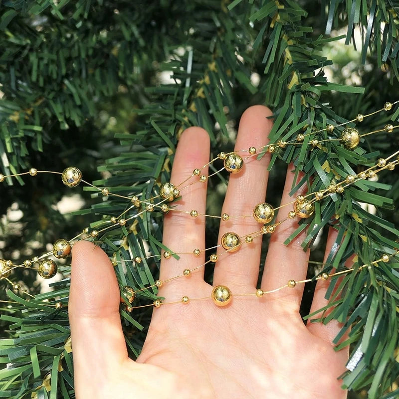 Pearl Bead Chain Garland for Christmas Tree - 10 m Roll