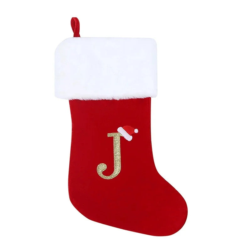 Alphabet Christmas Stocking Gift Bag - Red