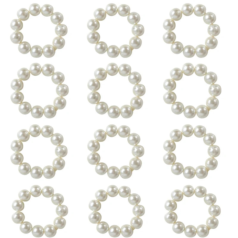 Set of 12 Handmade Imitation Pearl Napkin Rings