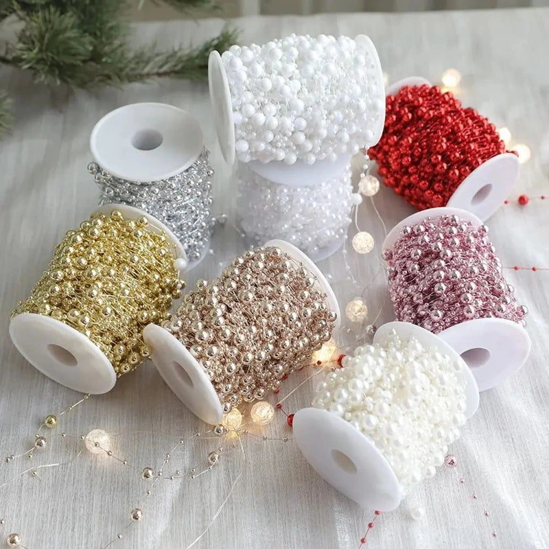 Pearl Bead Chain Garland for Christmas Tree - 10 m Roll