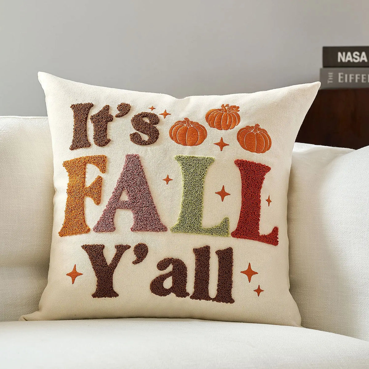 Pumpkin Tufted Velvet Throw Pillow Cover - Autumn Design