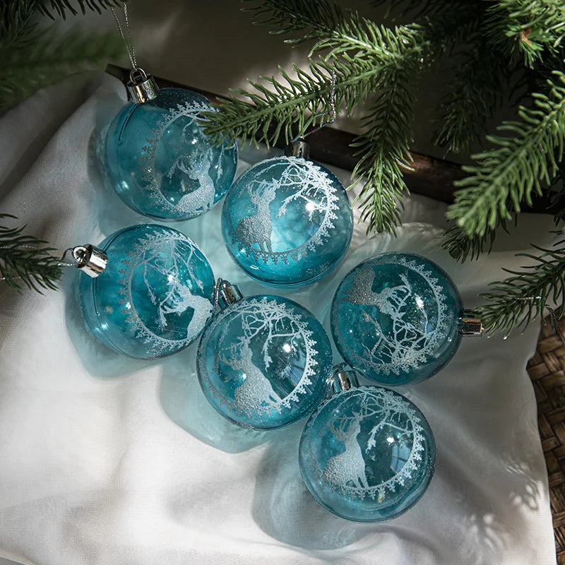 Clear Snow Christmas Ball Ornaments - 6 Pack, 6 cm