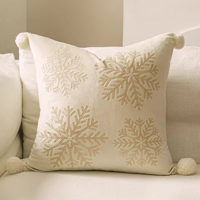 Embroidered Merry Christmas Throw Pillow Case Cover