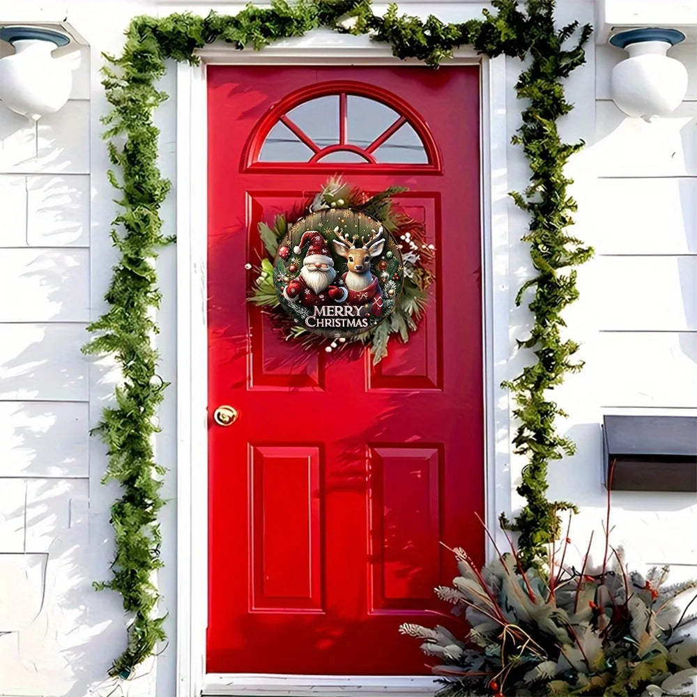 Wooden Christmas Wreath Sign for Home
