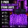 Solar Halloween String Lights – 2-Pack, 72 ft, Purple & Orange, Ships from US