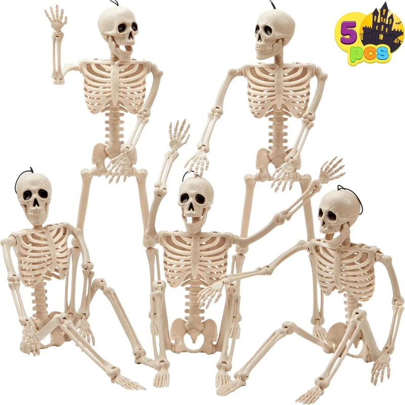 Posable Halloween Skeletons – 5-Pack, 16 in, Ships from US