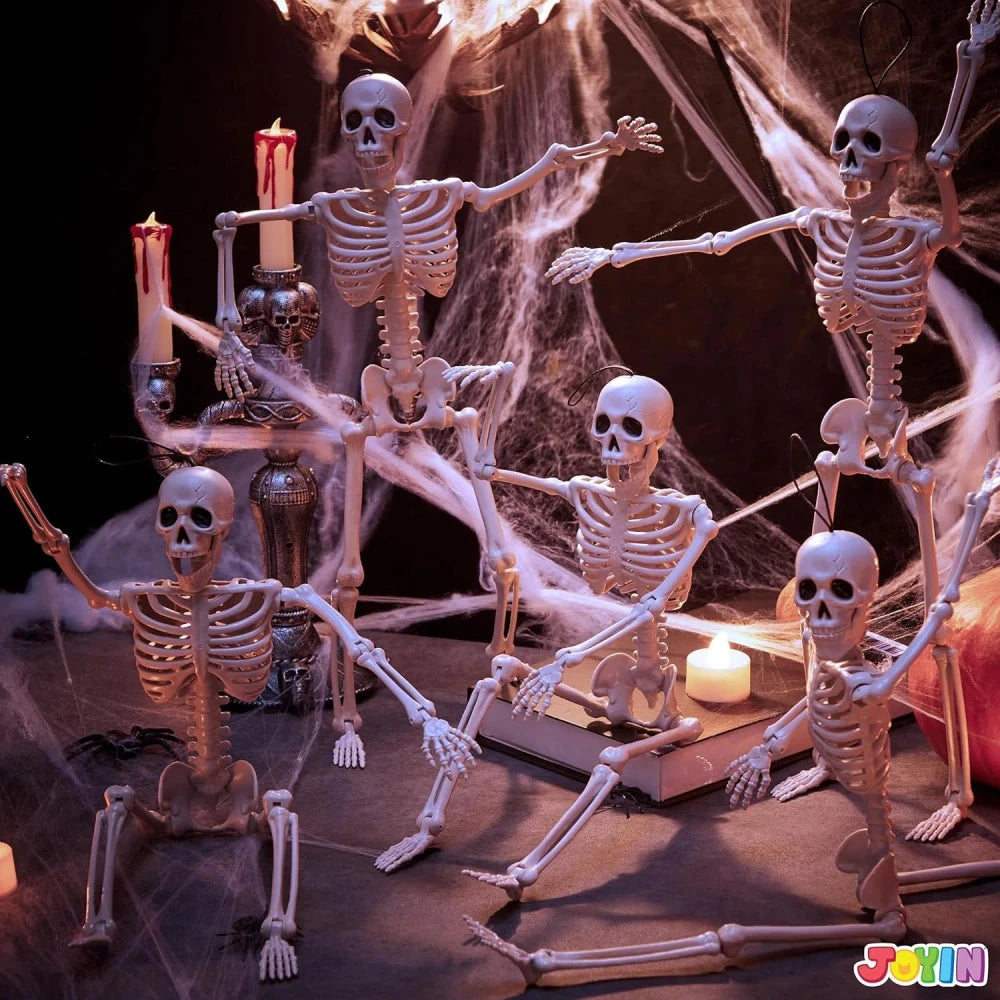 Posable Halloween Skeletons – 5-Pack, 16 in, Ships from US