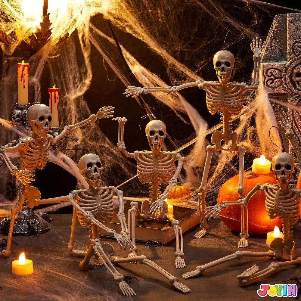 Posable Halloween Skeletons – 5-Pack, 16 in, Ships from US
