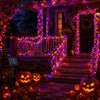 Solar Halloween String Lights – 2-Pack, 72 ft, Purple & Orange, Ships from US