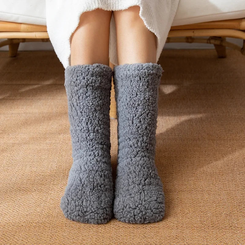 Plush Fuzzy Slipper Socks – Thick, Warm, Anti-Slip